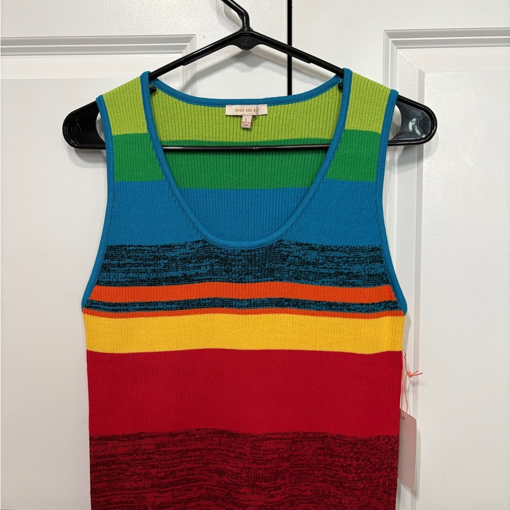 Skies Are Blue Multicolor Striped Tank Top